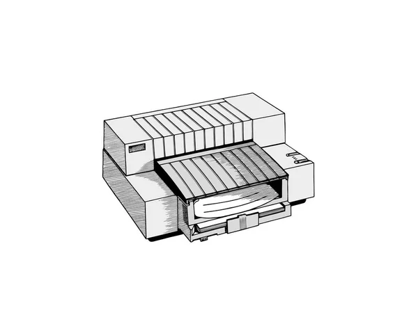 Realistisk skrivare. Illustration på vit bakgrund för design — Stock vektor