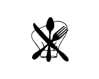 Çatal bıçak takımı simgesi. Restoran tabelaları. Beyaz arka plan üzerinde kaşık, çatal ve bıçak izole simgeler. Çatal bıçak takımı sembolleri. Vektör çizimi