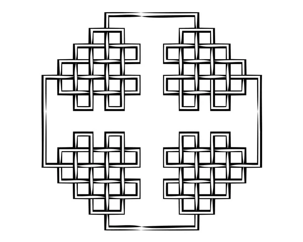 Vector abstrakt rutorna bakgrund. Modern teknik illustration med kvadratiska maskor. Digitala geometrisk abstraktion med linjer och punkter. Kubcell. — Stock vektor