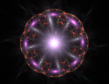 Konuyla ilgili soyut fraktal formlar grafik tasarım ve nükleer fizik bilim parçacıkların. Kutsal geometri.