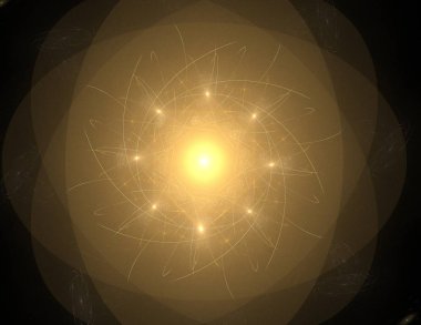 Konuyla ilgili soyut fraktal formlar grafik tasarım ve nükleer fizik bilim parçacıkların. Kutsal geometri.