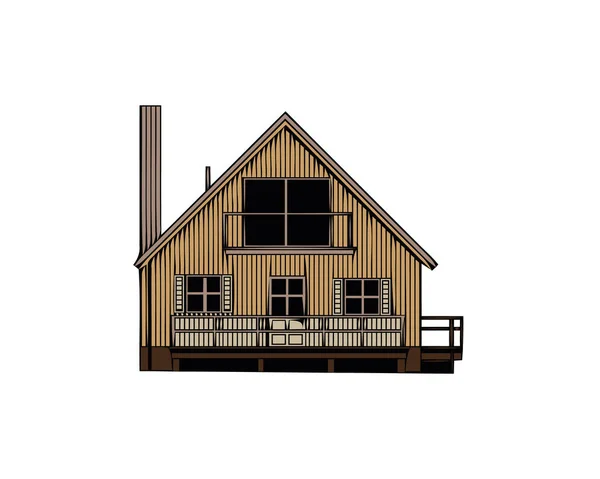 Vektorová ilustrace studené a detailní ikony hnědého domu izolovaná na bílém pozadí. — Stockový vektor