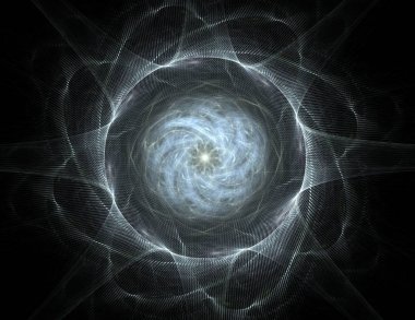 Konuyla ilgili soyut fraktal formlar grafik tasarım ve nükleer fizik bilim parçacıkların. Kutsal geometri.