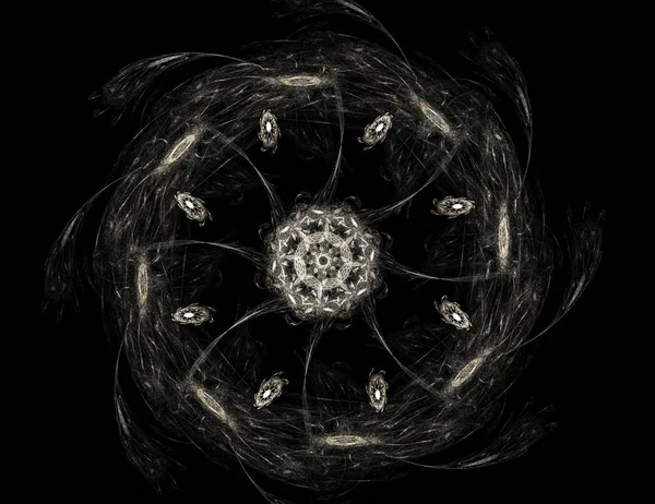 Wygenerowane komputerowo Fraktal Grafika kreatywnych, sztuki i rozrywki. Tło z obrotowym sfer. — Zdjęcie stockowe