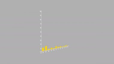 Sarı ve gök çizgileri beyaz olanlar içine kayması ve gri zemin dikenli oklar ile iki eksen arasında yukarı ve aşağı dalgalanan bir çubuk grafik çarpıcı bir 3d render.