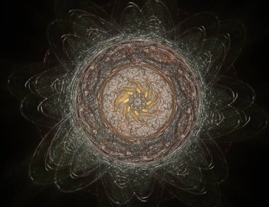 Renkli parlayan nöron fraktal. Parlak renkli fraktal uzay di