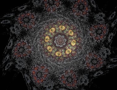 Renkli parlayan nöron fraktal. Parlak renkli fraktal uzay di