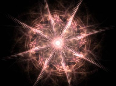 Konuyla ilgili soyut fraktal formlar grafik tasarım ve nükleer fizik bilim parçacıkların. Kutsal geometri.