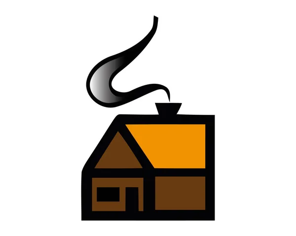 Illustration vectorielle de maison de style caniche avec fumeur provenant de la cheminée — Image vectorielle