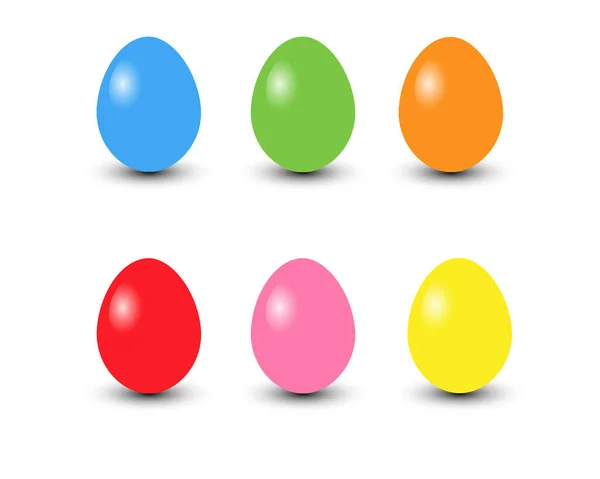 Conjunto de ovos realistas sobre fundo branco. Coleção de Páscoa. Ilustração vetorial . — Vetor de Stock