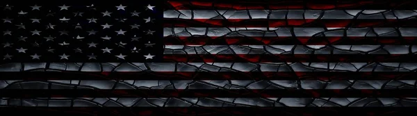 Drapeau Américain Sur Une Surface Écailleuse Cahoteuse Jeu Lumière Ténèbres — Photo