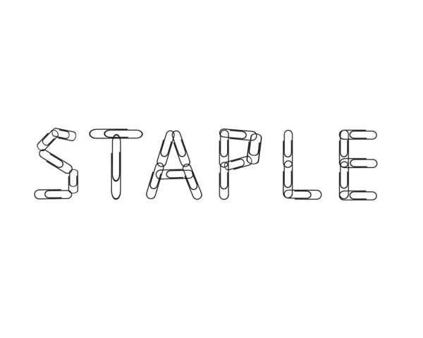 Trombones Métalliques Montrant Texte Staple Sur Fond Blanc Illustration Vectorielle — Image vectorielle