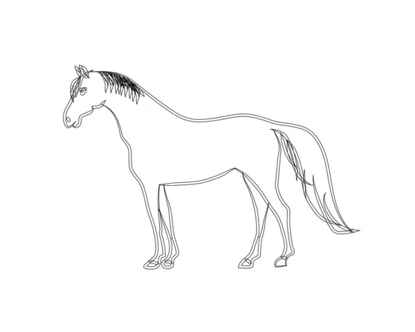Häst Står Ängen — Stock vektor