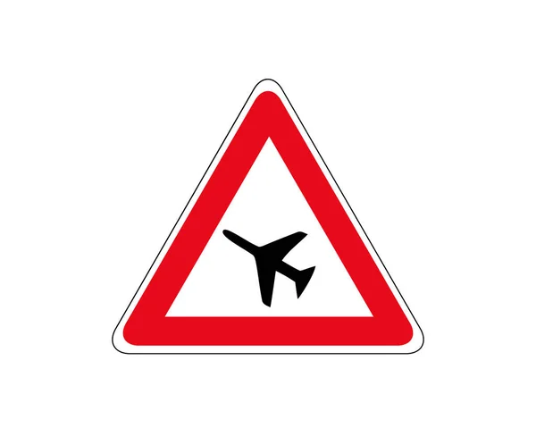 Avertissement Panneau Signalisation Avion Volant Basse Altitude Dessus Route Illustration — Image vectorielle