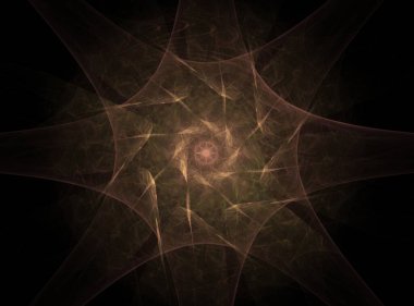 Siyah arka planda mavi bir spiral var. Işınlar ondan ayrılıyor. Spiral, dokunaçları olan denizanasına benzer. Bir bilgisayar tarafından oluşturulan soyut fraktal arkaplan.