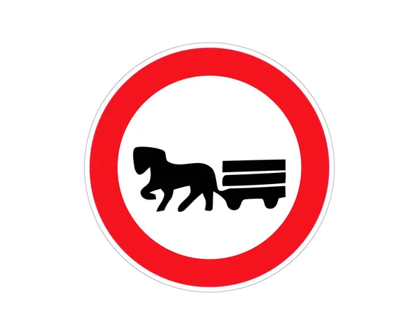 Señal Prohibida Vehículos Tirados Por Caballos Ilustración Vectorial — Vector de stock