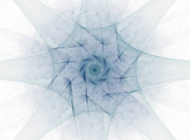 Siyah arka planda mavi bir spiral var. Işınlar ondan ayrılıyor. Spiral, dokunaçları olan denizanasına benzer. Bir bilgisayar tarafından oluşturulan soyut fraktal arkaplan.