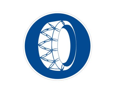 Komuta yolu işareti. Trafik işaretleri kar zincirleri. Kar zincirleri gereklidir.