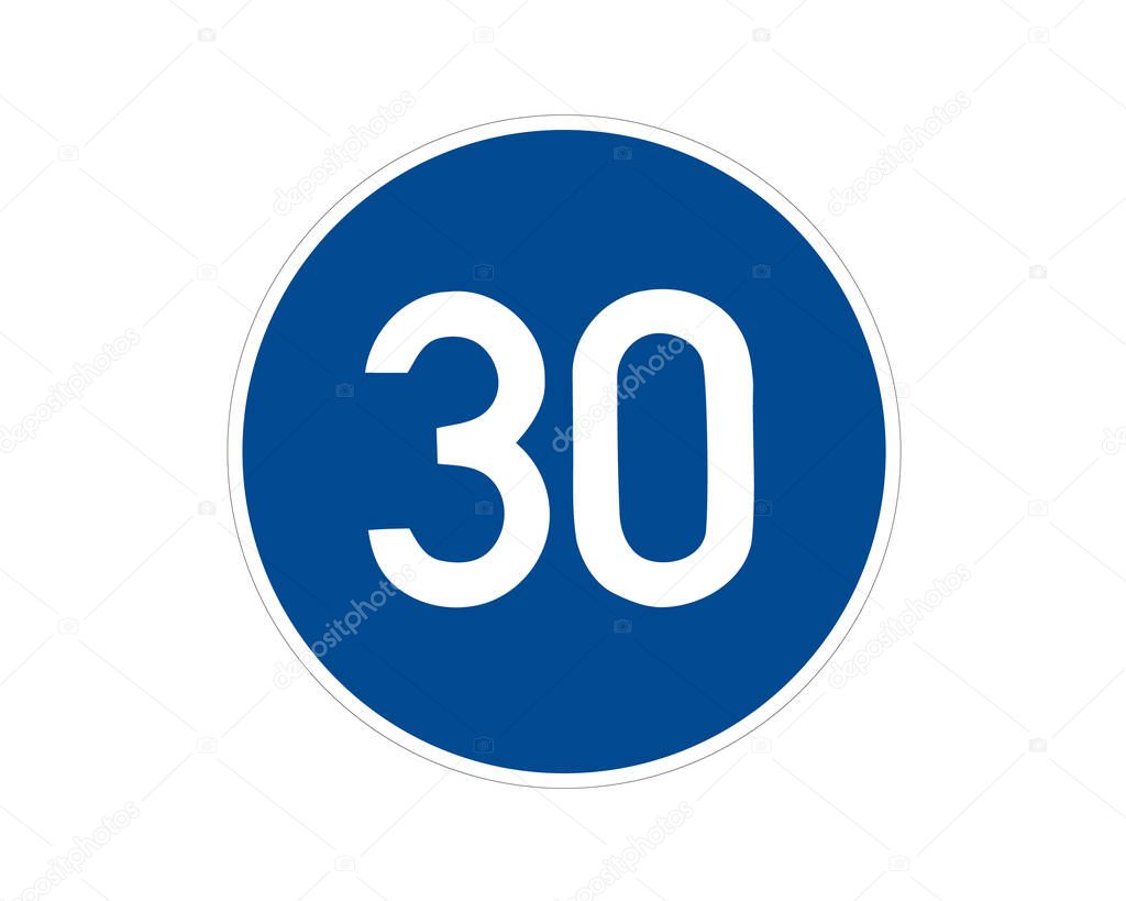 Command road sign. Minimum speed limit. Vector traffic sign.