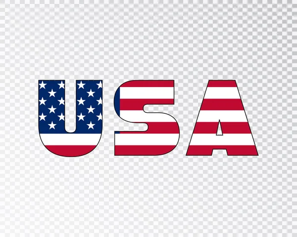 Usa Tekst Met Amerikaanse Vlag Tekst Vector Illustratie Witte Achtergrond — Stockvector