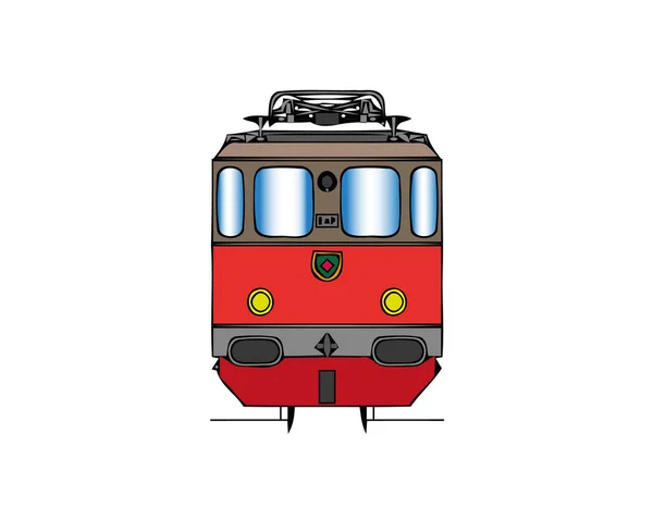 Ilustração Vetorial Vagão Dianteiro Trem Elétrico Metrô Isolado Fundo Branco — Vetor de Stock
