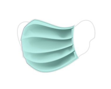 Koruyucu tıbbi yüz maskesi. Kişisel güvenlik ve sağlık ekipmanları vektör çizimi. Gerçekçi solunum cihazları ve cerrahi maske. Koronavirüs koruma ve kendini önleme için kullan-at cihaz.