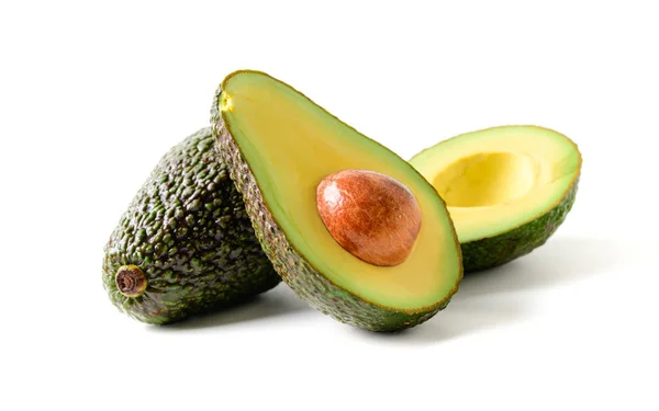 Avocado Fresco Affettato Avocado Frutta Isolata Sfondo Bianco — Foto Stock