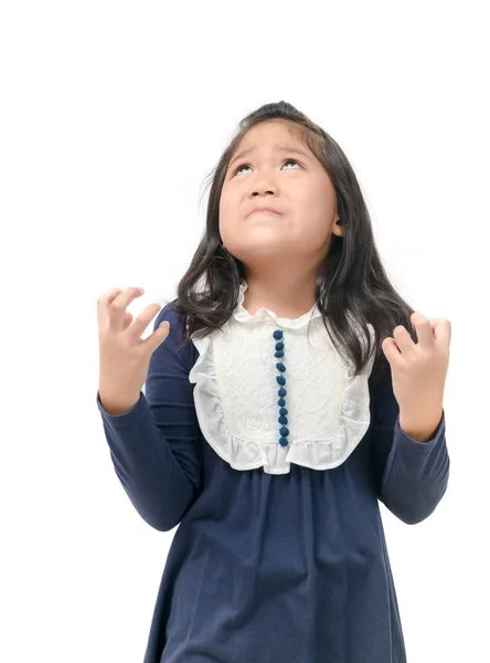 Bambina Annoiata Isolata Sfondo Bianco Concetto Emozione — Foto Stock