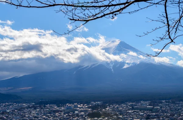 Gros Plan Sur Belle Montagne Fuji Avec Couverture Neige Sur — Photo