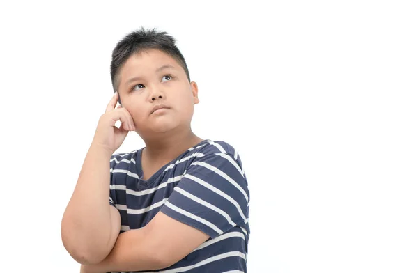 Carino asiatico studente pensare isolato su bianco — Foto Stock