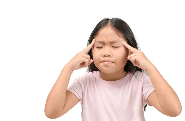 Asiática niña sufriendo de dolor de cabeza — Foto de Stock