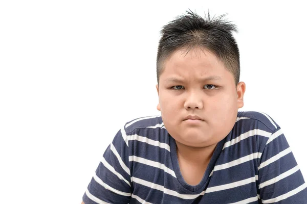 Παχύσαρκο λίπος ασιατικό αγόρι θυμωμένος εκφράζοντας αρνητικό συναίσθημα — Φωτογραφία Αρχείου