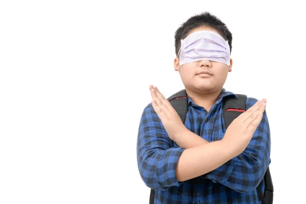 Falsche Art Und Weise Chirurgische Maske Tragen Schoolboy Trägt Eine — Stockfoto