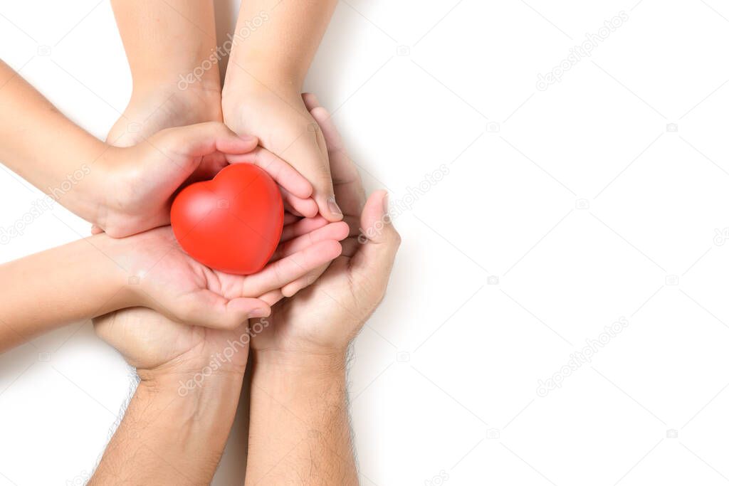 hands holding red heart, heart health, donation, happy volunteer charity, CSR social responsibility,world heart day, world health day,world mental health day,foster home concept