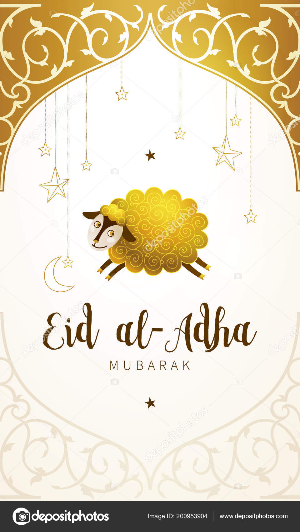 vector muslim holiday eid adha card banner sheep golden