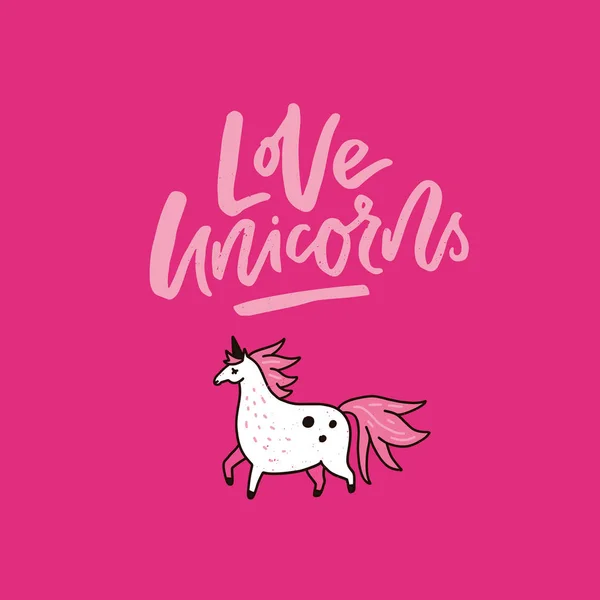 Love Unicorns Lettering — Stock Vector