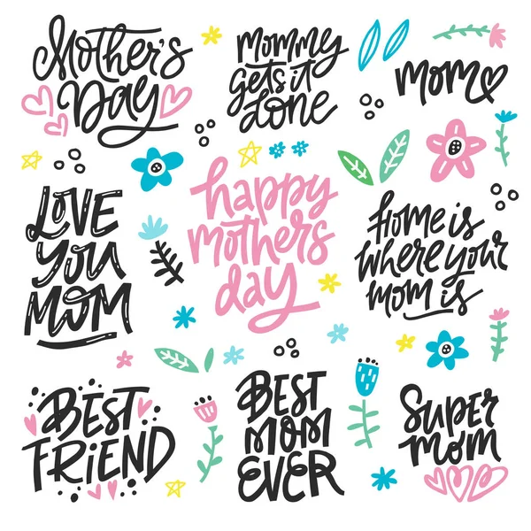 Mother's Day Lettering Set — Stock Vector