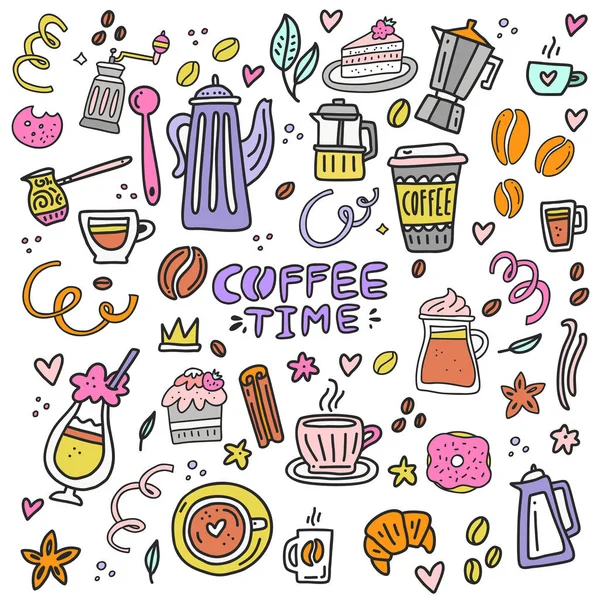 Koffie tijd pictogrammen — Stockvector