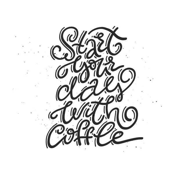 Leuke koffie belettering — Stockvector