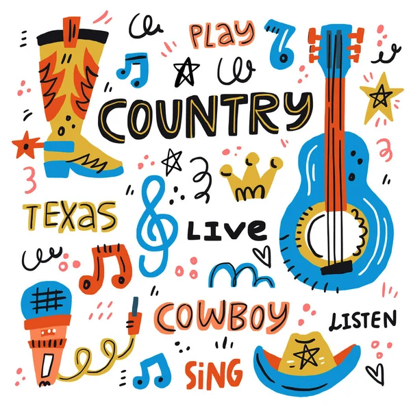 Ilustración de música country — Vector de stock