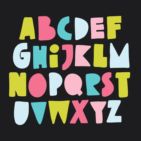 カラフルな手描きのアルファベット — ストックベクタ