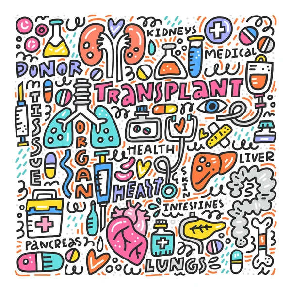 Elemente der Organtransplantation — Stockvektor