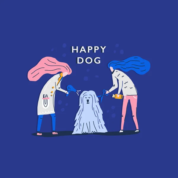 Perro feliz aseo — Vector de stock