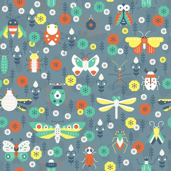 Pattern with Bugs — Stock Vector