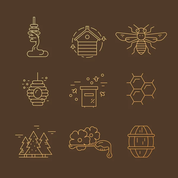 Gradiente Iconos de miel — Archivo Imágenes Vectoriales