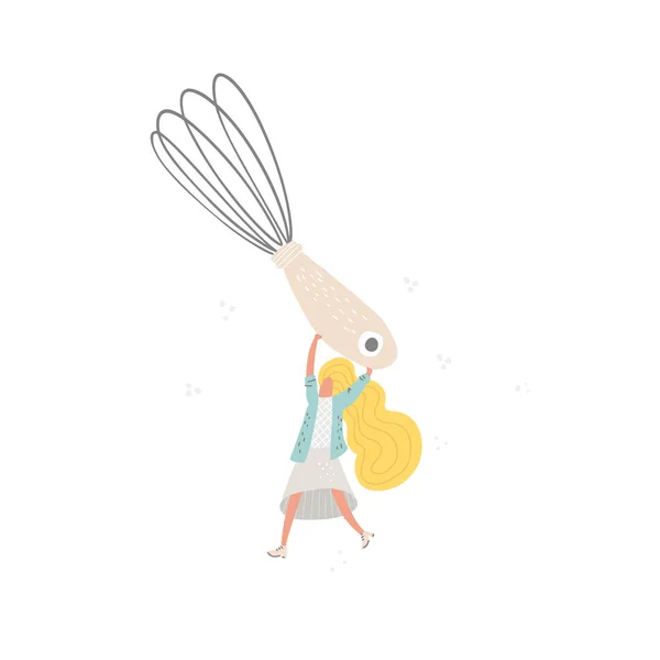 Woman with wire whisk — Stock Vector
