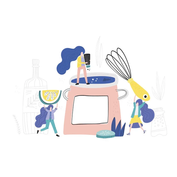 Les femmes dans la cuisine — Image vectorielle