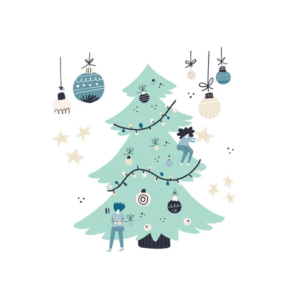 Árbol de Navidad decoración — Vector de stock