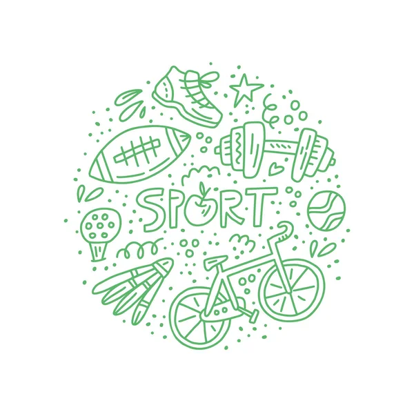 Esporte e fitness doodle — Vetor de Stock
