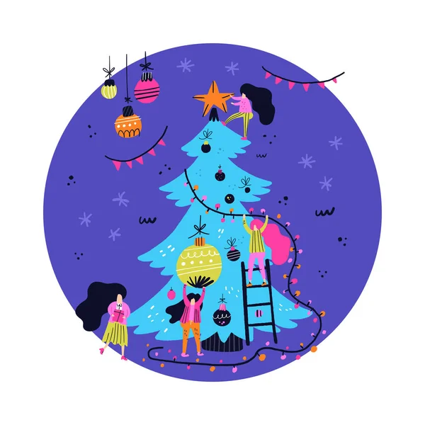 Árbol de Navidad decoración — Vector de stock